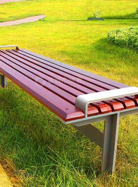 户外公园校BZY-05-0室防腐木实木长条凳商场购物学外钢木座椅休息