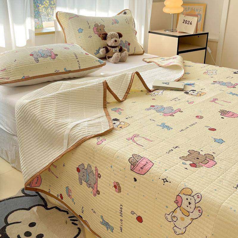 纯棉TEY床盖单件棉榻榻米专用绗缝三层加厚床床单套罩全三件四季