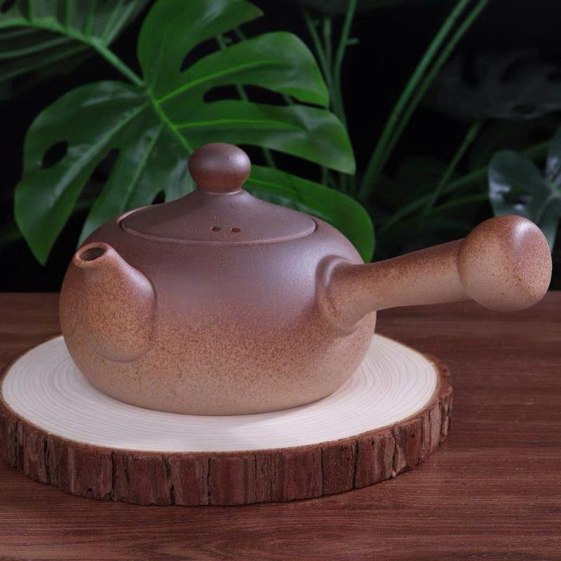 煮水壶红泥砂铫壶侧把提梁炭炉黑晶炉粗陶壶煮茶器耐高温粗陶茶壶
