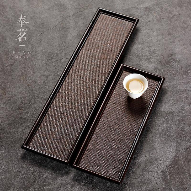 奉竹席8014-CDP制面干泡台茶盘茶托盘家用重竹日茗式编长藤方形小