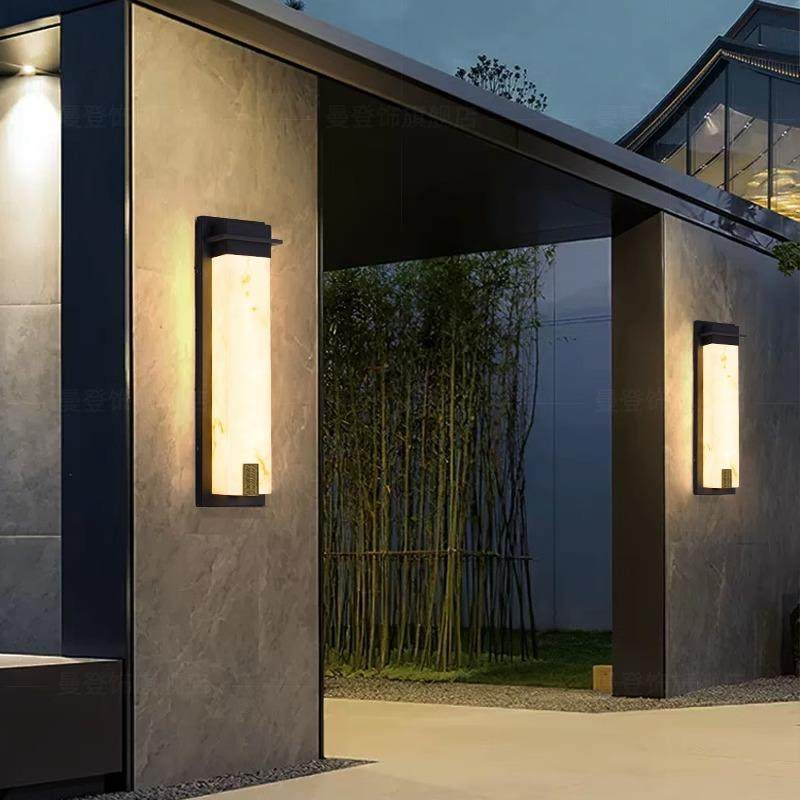 中式户外防水灯壁灯不锈仿云石别墅外墙壁门口外EBC墙铜灯室钢外