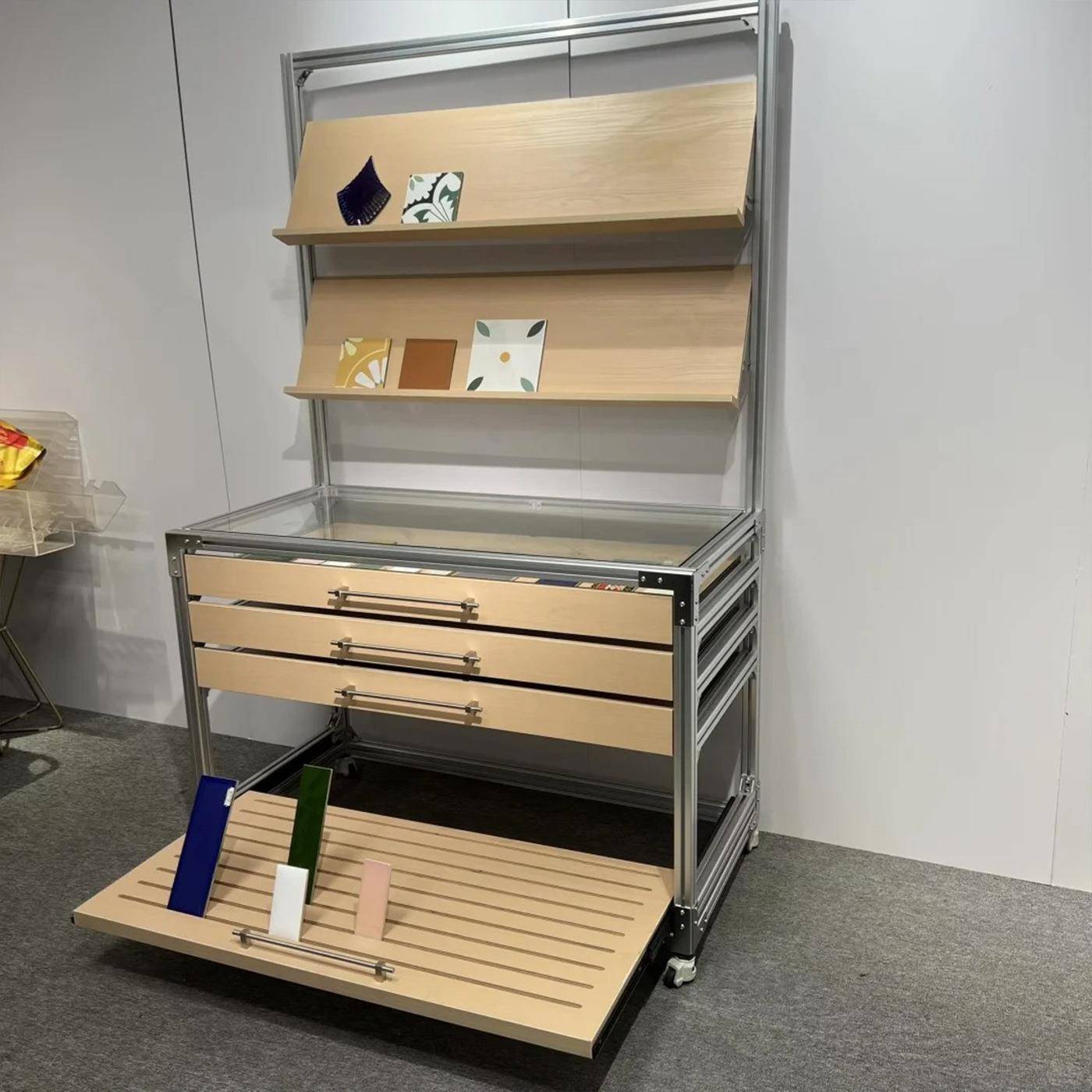 柜铝型材纳展示柜用店铺商海洋板展示架物品551收色卡储物柜货柜