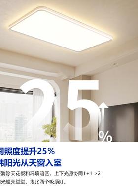 无缝亮l隙薄全光谱护眼灯ed客厅吸顶灯长方形现超代简MFE约超卧室