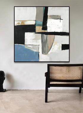 纯手抽象油画轻奢厅几何沙发背玄景绘客厅卧室画关餐肌理装SH121