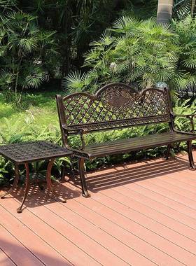 铝墅花园别阳台铸铝公园椅户外休ZRK闲椅长凳庭院合金椅室外长长