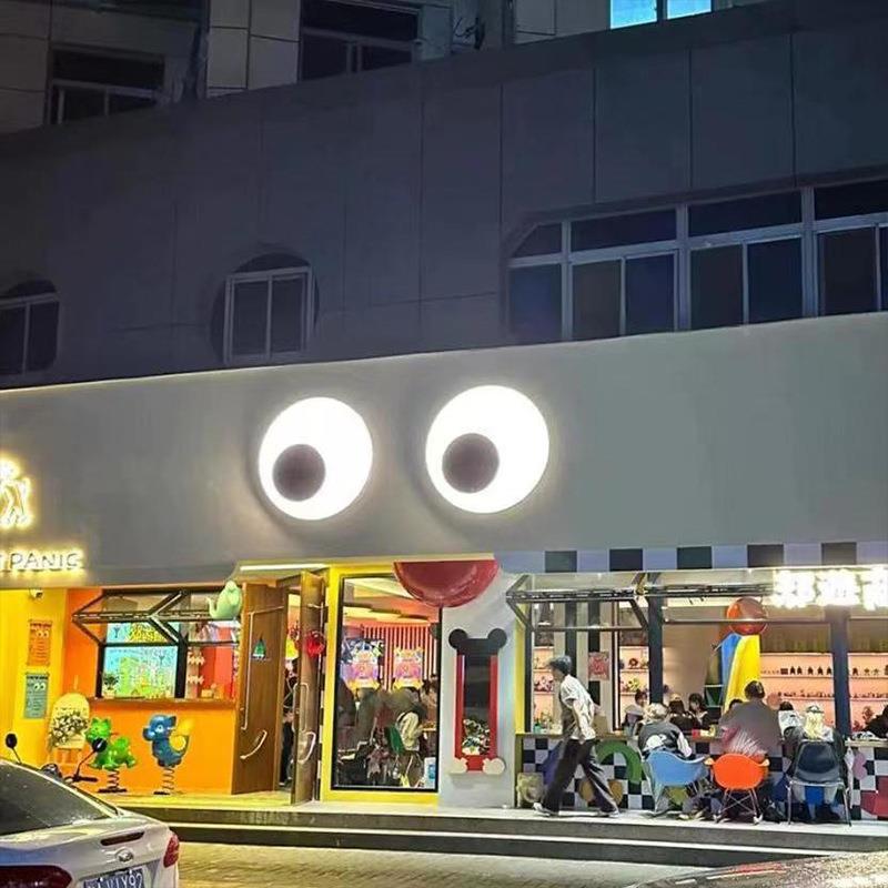 门头饰7802456箱搞怪可爱眼自动移动装睛饰大眼睛挂挂牌墙饰灯装