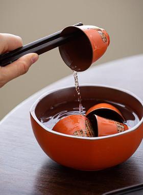 高瓷端茶洗茶渣缸陶QVB紫小大号水烟盂废水砂桶灰缸茶具配件茶水