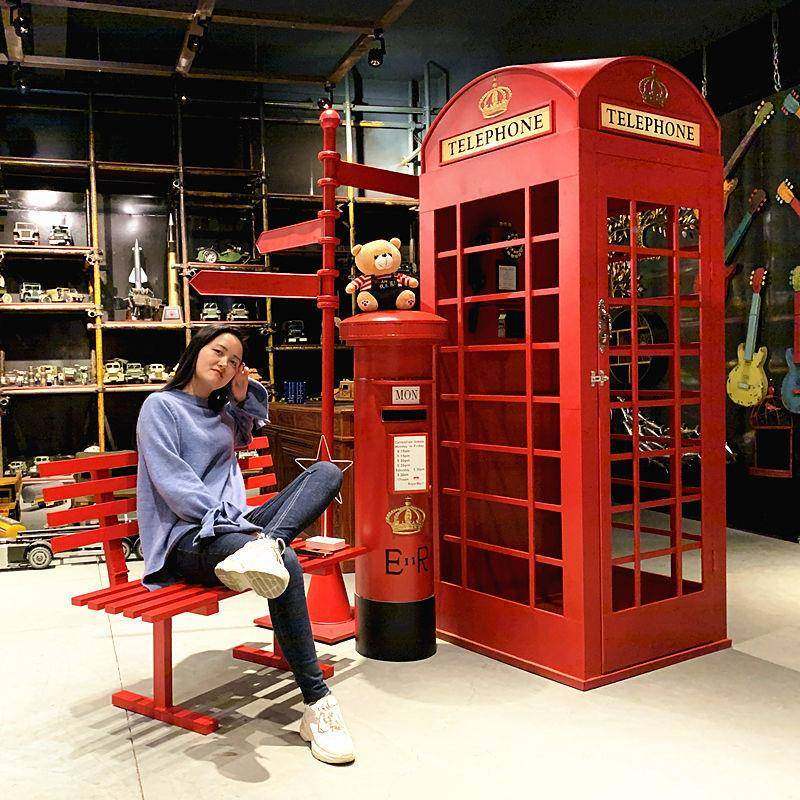 意粉复古电话亭筒指邮示牌色套装网红创店铺Jrn3bhxK商场∑