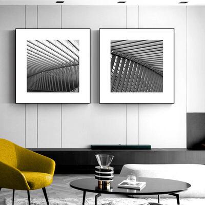 ZAT3498A黑白装饰建工办公室业风壁画工作画筑室走廊过道客厅餐厅