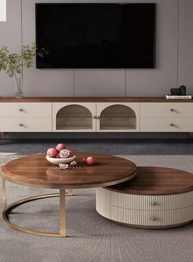 黑高胡VMF桃厅电视柜茶几极简物小户型客全实木电视柜中古风端储