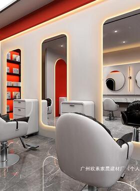 美发店镜子AL818864理发店台廊专用网红发灯挂带镜墙发光新款壁挂