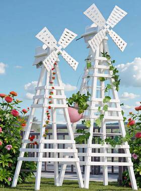 室外园花庭架户外院防腐木架子白DD102014色风车月爬藤架季实木造