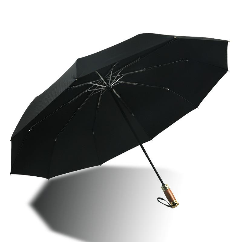 务1M0骨27寸木柄自动木合柄雨商伞铝金高端三折伞110C加大防水广