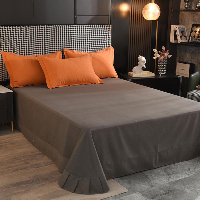 全棉加厚毛纯色轻奢床单被套四件套磨单件秋品磨毛1117冬被罩上用