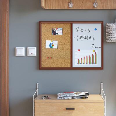 西景木框45*60小cm白软木组F759M878合挂式家留用言板磁性板白板