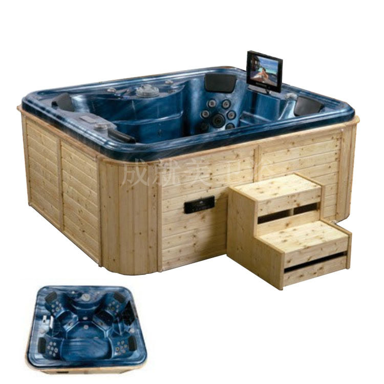 亚克力浴缸恒温冲浪按摩缸瀑布出水4人户外大池嵌式浴池bathtubs