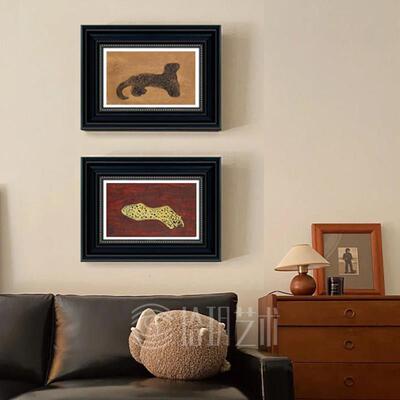 中古风装饰画玄关墙面挂画法式复古客厅高级感小众艺术常玉金钱豹