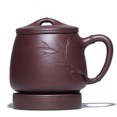 宜兴紫砂杯纯全手工大容量带内胆过滤隔仓泡茶杯办公品茗石瓢盖杯