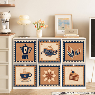 复古方格布艺收纳箱卡莱克格子柜抽屉整理盒大容量家用折叠收纳筐