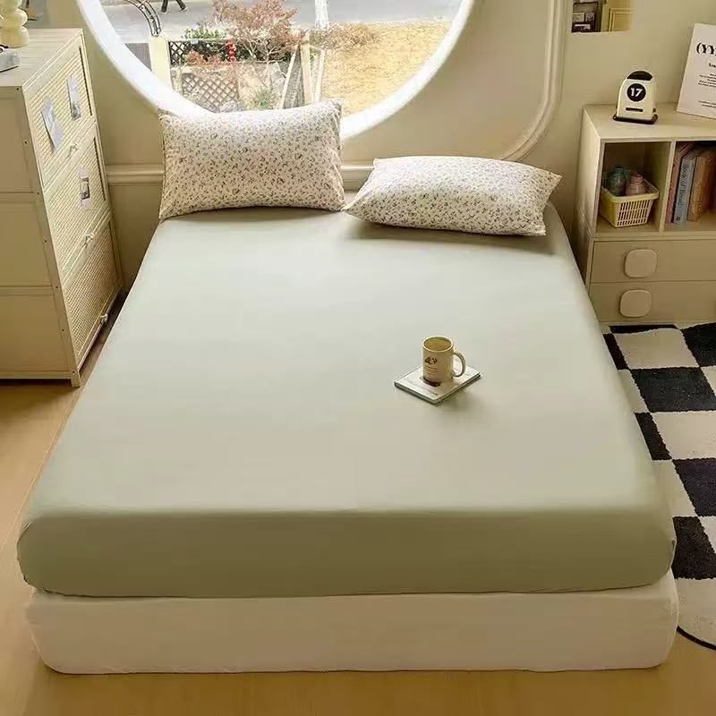 小清新纯色针织棉细纱床舒服简单床笠款180*200  G12