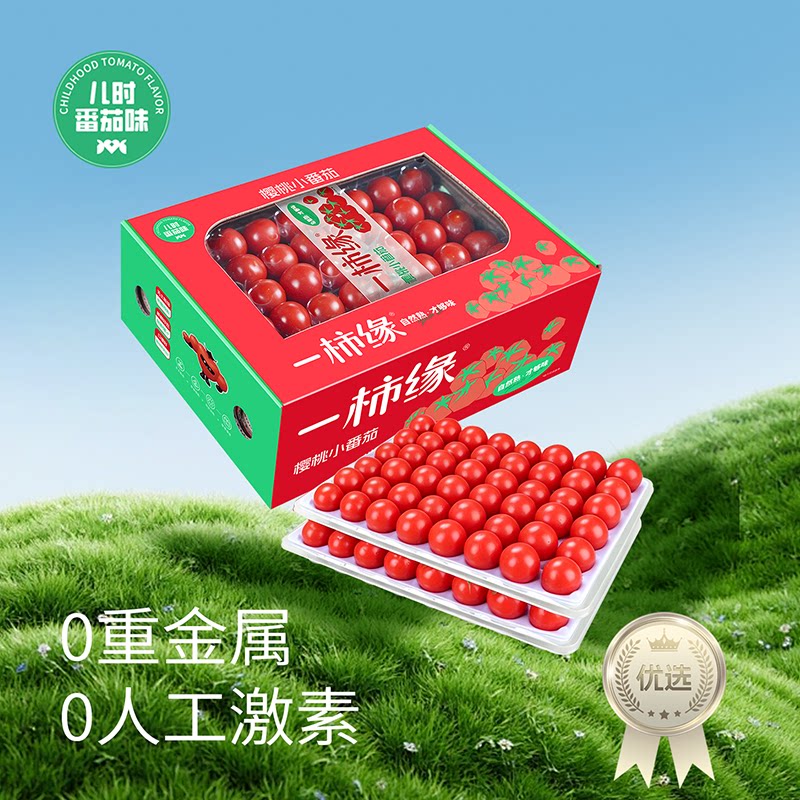 一柿缘单粒樱桃小番茄孕妇生吃水果小西红柿96颗礼盒装顺丰圣女果