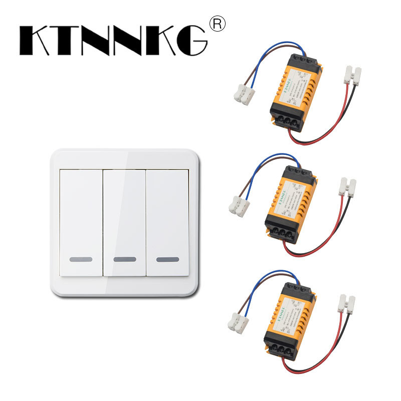LED灯具110V220v无线遥控开关433 86随意贴三路套装配接线端子