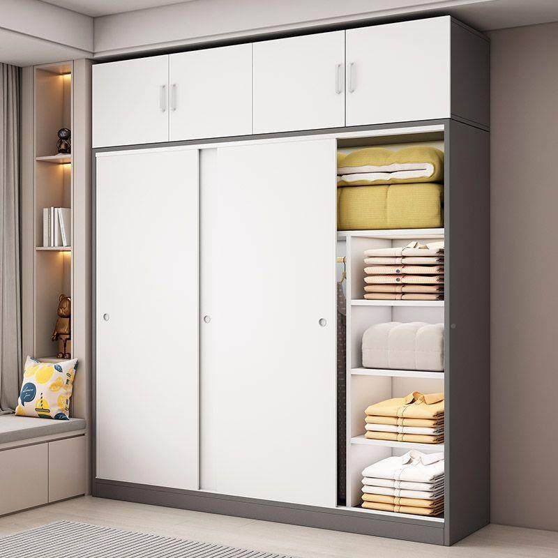 奥易迈拉门柜家用卧小室木质灰推色收纳柜子户型出租房简易REC衣