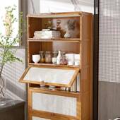 楠柜藤编门防尘置AJU物柜家用书房客纳厅落地书架收储竹物展书示