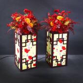 新中现式 婚庆具红色方柱梅花路引婚礼场舞台背景布置道款 扇子0302