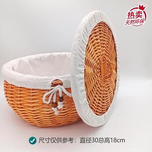 柳编馒头筐带盖温柳条面篮454织子玩具保鸡蛋篮装馍收包纳框篓子
