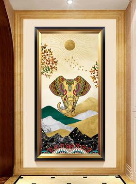 吉象欧式玄关大饰画过道ZXH走廊竖版画代现简约轻奢挂画气装墙画
