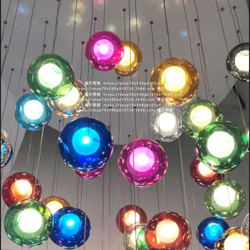 复楼梯吊灯中空灯楼旋转别17045墅台餐厅创意工程玻璃吧泡泡球式,家装灯饰光源,智能吊灯,淘宝优惠券,粉丝福利购,淘宝优惠卷