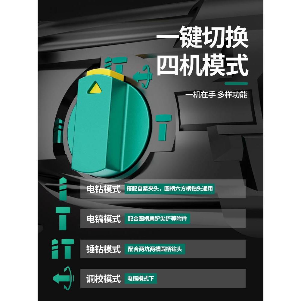 绿林电锤冲击钻家用打墙冲击电钻电镐两用多功能打混凝土轻型电锤
