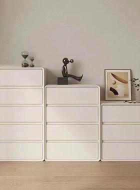 实木卧五斗柜简约现储代室免安装家DUY用客厅多斗层物柜白色奶油