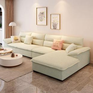 贵妃沙发布艺现代约小户型PYW客厅简麻可调大节转角棉乳胶沙发组