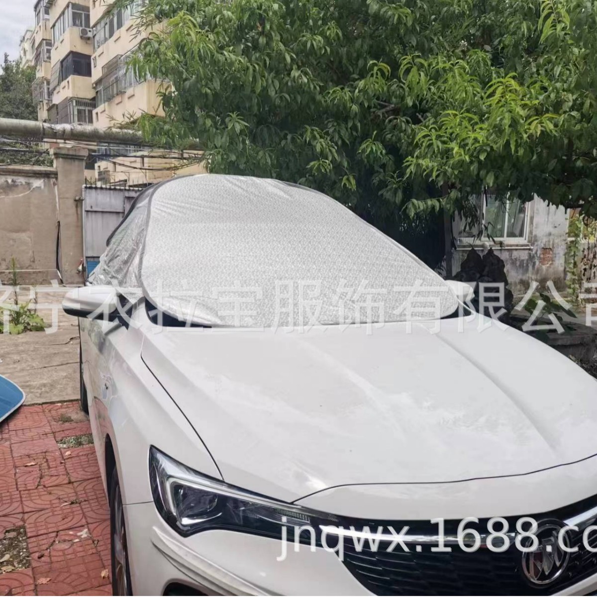 跨境款夏季汽车遮阳伞汽车清凉罩铝膜复合棉汽车半罩前挡雪挡车衣