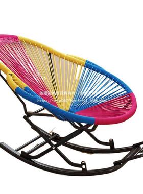 夏台摇摇躺18153椅客午睡中老年彩虹椅藤编阳逍遥椅家用厅懒人沙