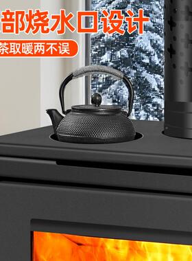 火壁炉燃用木柴家室内取YIH暖炉欧式复古农村别墅民真冬天宿柴火