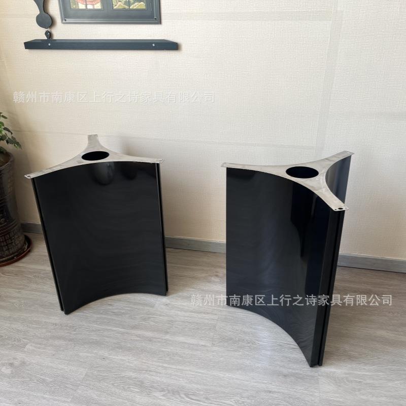 不锈钢脚轻岩板桌大奢理石餐桌底座餐台高端家用镂脚空JQA拼色底