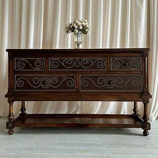 美古实木关RIX柜客复厅储物柜隔断式柜法式轻奢实玄木餐边柜可