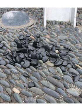建筑黑色花鹅卵ZHD石然抛光天雨石头铺路园林造景石水池垫底亮光