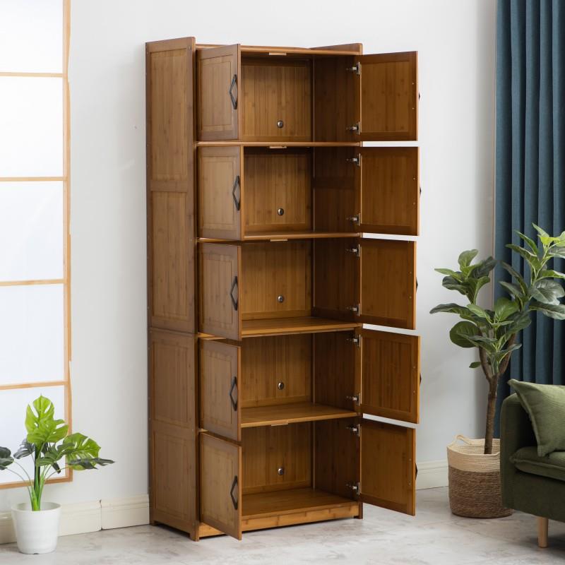 楠棉LWR竹衣服收纳简易衣柜小户型衣橱家用室柜实木储物柜被斗卧