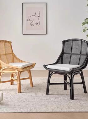 印尼藤编WQM创意靠背扶手椅日真式藤椅民宿茶舍闲椅天休然家用藤