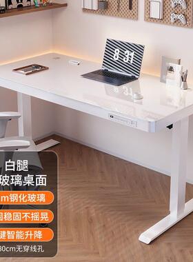 特卖RZP升降实木电桌电动可升降桌双电脑机组装升习降办公桌学书