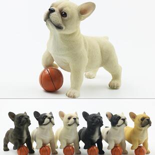 法国牛犬模型踢J012球小载法斗飞路仿真动物狗法斗牛车摆件