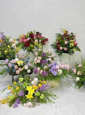 森饰系花排网红卡商业美打陈装花艺仿真绿植活动式会场仪橱窗TNL