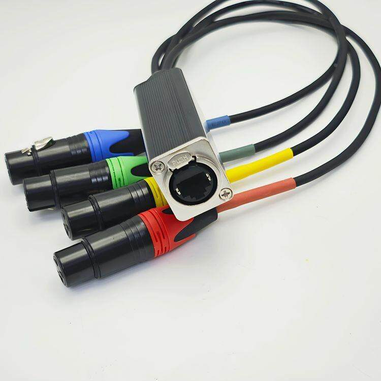 网络音频转换器网线连接QBF加长头转换线卡侬转公母水晶四路连接