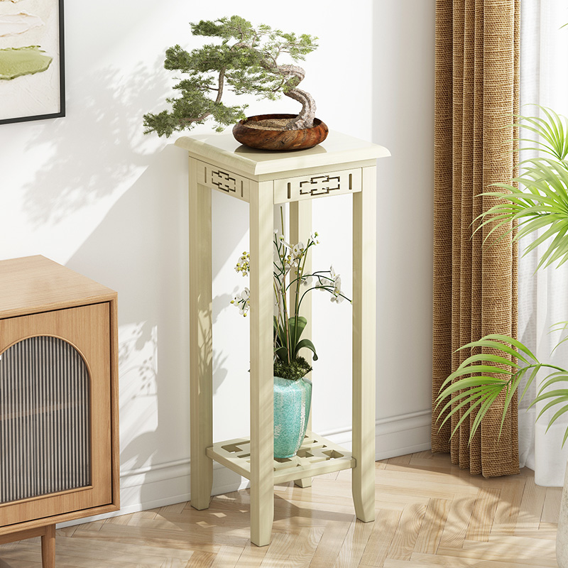室内创意花架子白色阳台落地式绿萝支架置物简易多层客厅家用实木