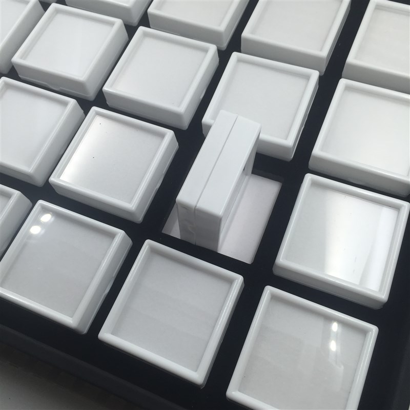 戒面5*5裸石盒戒面盒带托盘黑白色宝石盒彩宝盒钻石展示盘套装盘