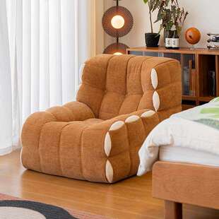 大牙单人沙发客厅小户型中古风布艺休闲沙发卧室阳台懒人沙发